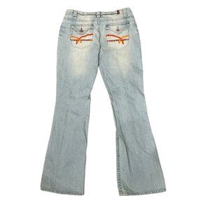 Bongo Vintage Y2K Flare Light Wash Jeans Pants Embroidered Pocket Size 13